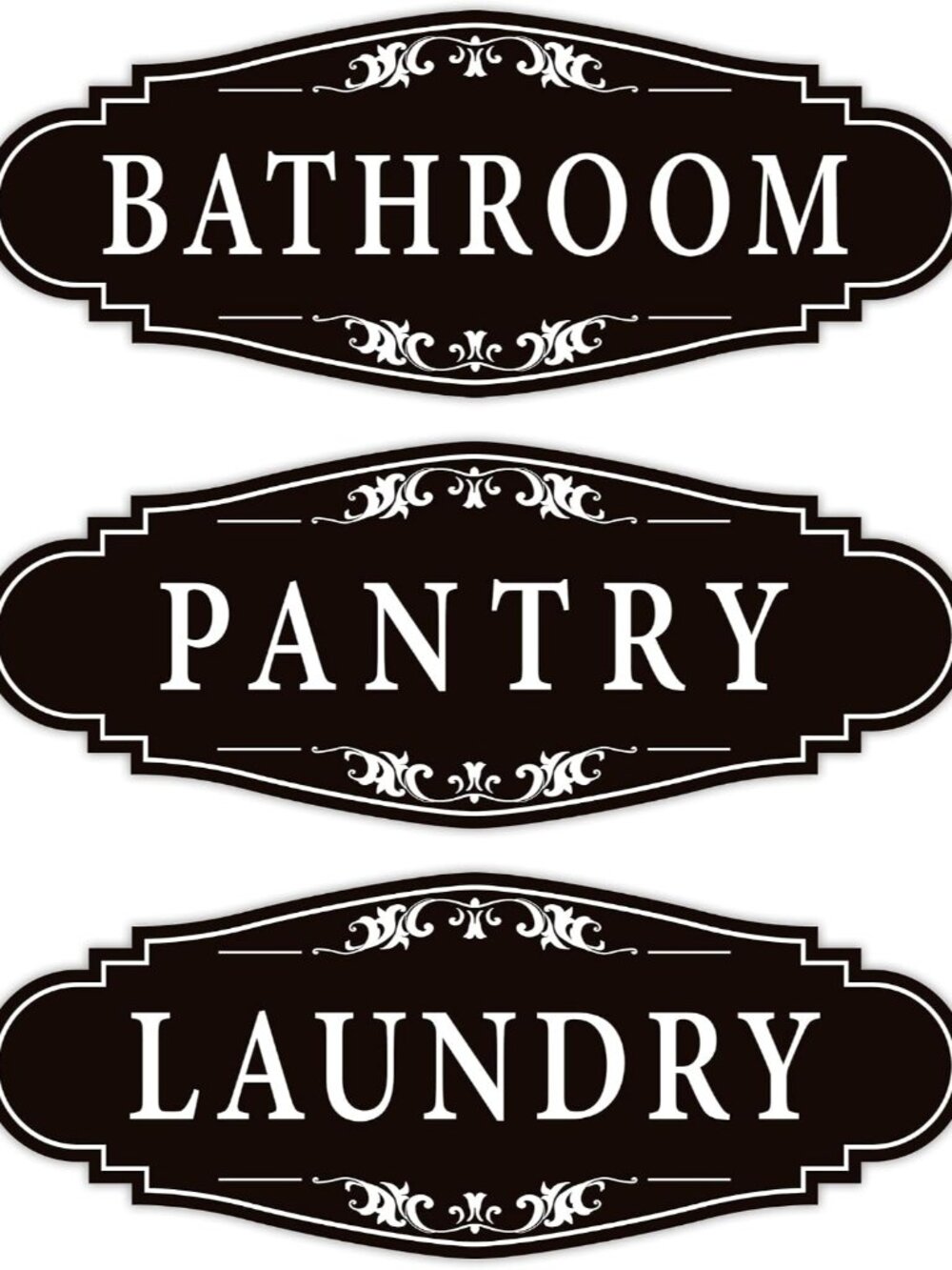 3PCS Bathroom/Laundry Room/Pantry Door Signs Sticker, Self-Adhesive